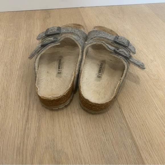 Birkenstock Arizona Gray Wool Double Strap Slides - Picture 4 of 5